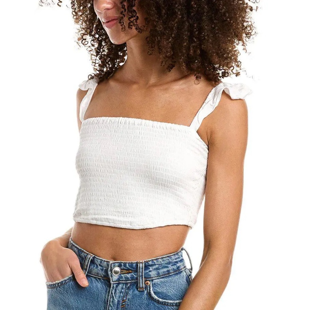 Ocean Drive White Smocked Crop Tank – Size M – NWT